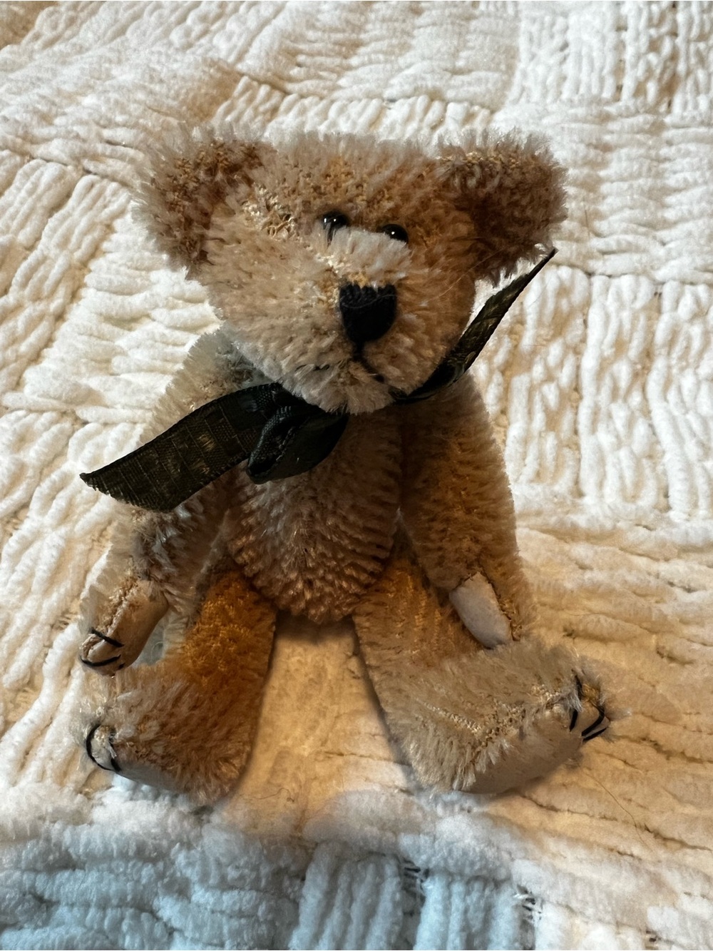 Boyds Bears Tan/Cream Teddy Bear with Green Bow Plush